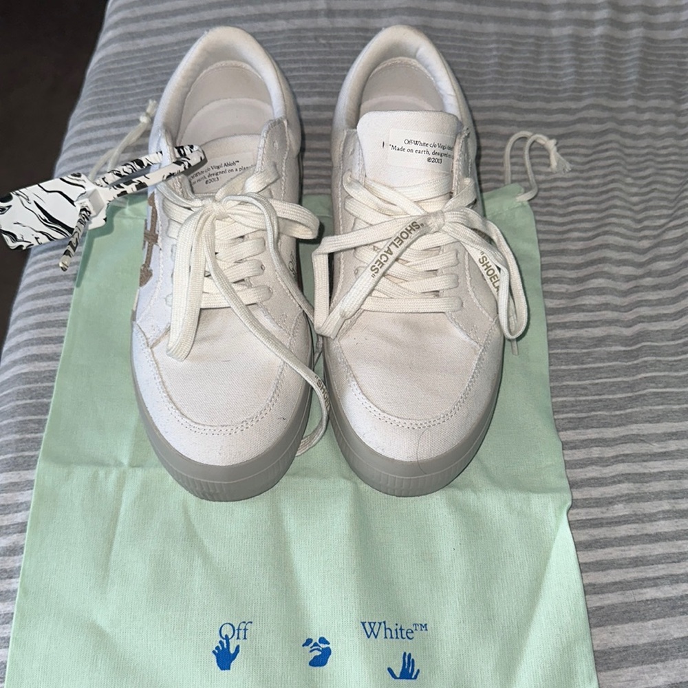 Off- White Vulcanized Eco Canvas Sneakers - Picture 3 of 16